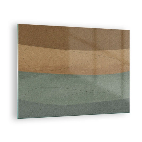 Glass picture - Abstract stripes in earthy tones - 70x50cm - Horizontal Compostion - Modern wall decoration for the living room and bedroom ARTTOR