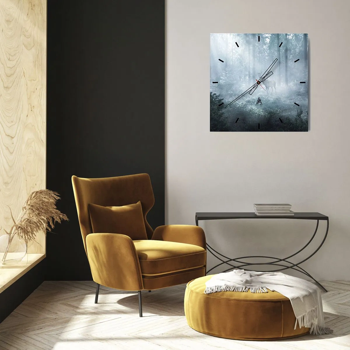Wall clock - Clock on glass - Morning Round of the Estate - 30x30 cm