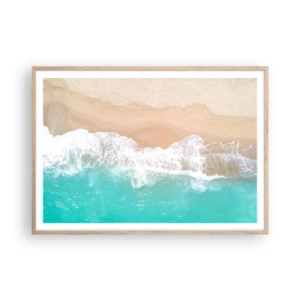 Poster in light oak frame - Touch Full of Caress - 100x70 cm