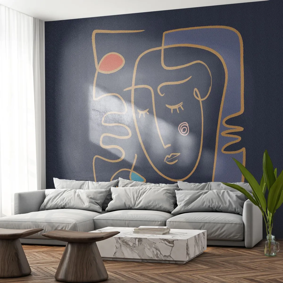 Photo Wallpaper Premium Canvas - Deeply In Thoughts - Portrait, Face, Piece - 350x256 cm