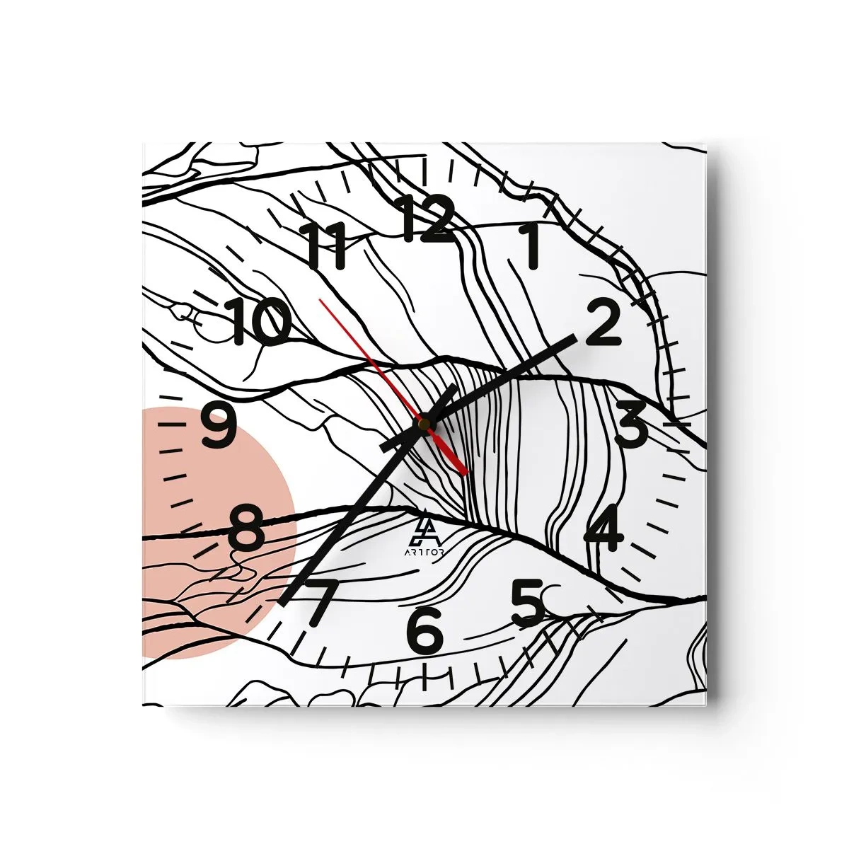 Wall clock - Clock on glass - In a Web of Twigs - 40x40 cm