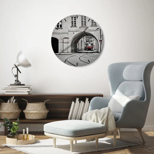 Wall clock - Clock on glass - Through City Labirynth - 40x40 cm