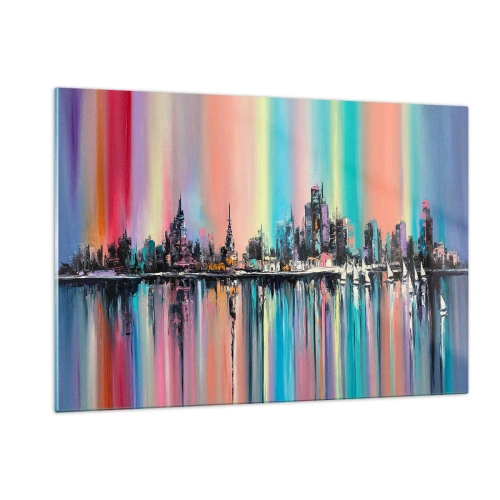 Glass picture - Run down with Night Lights - 120x80 cm