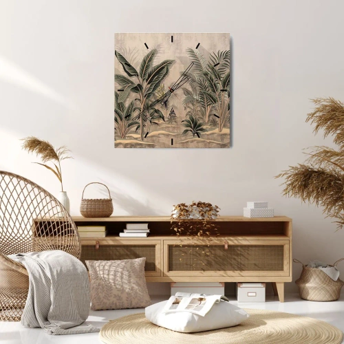 Wall clock - Clock on glass - Engraving in Colonial Style - 40x40 cm