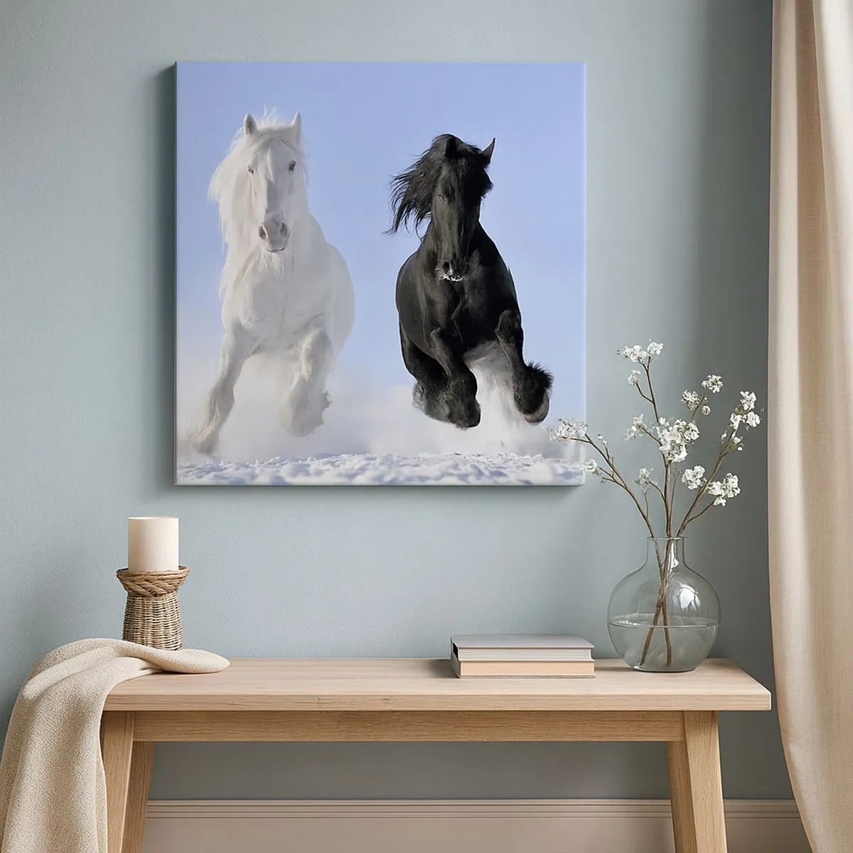 Canvas picture - Black and White Gallop - 30x30 cm