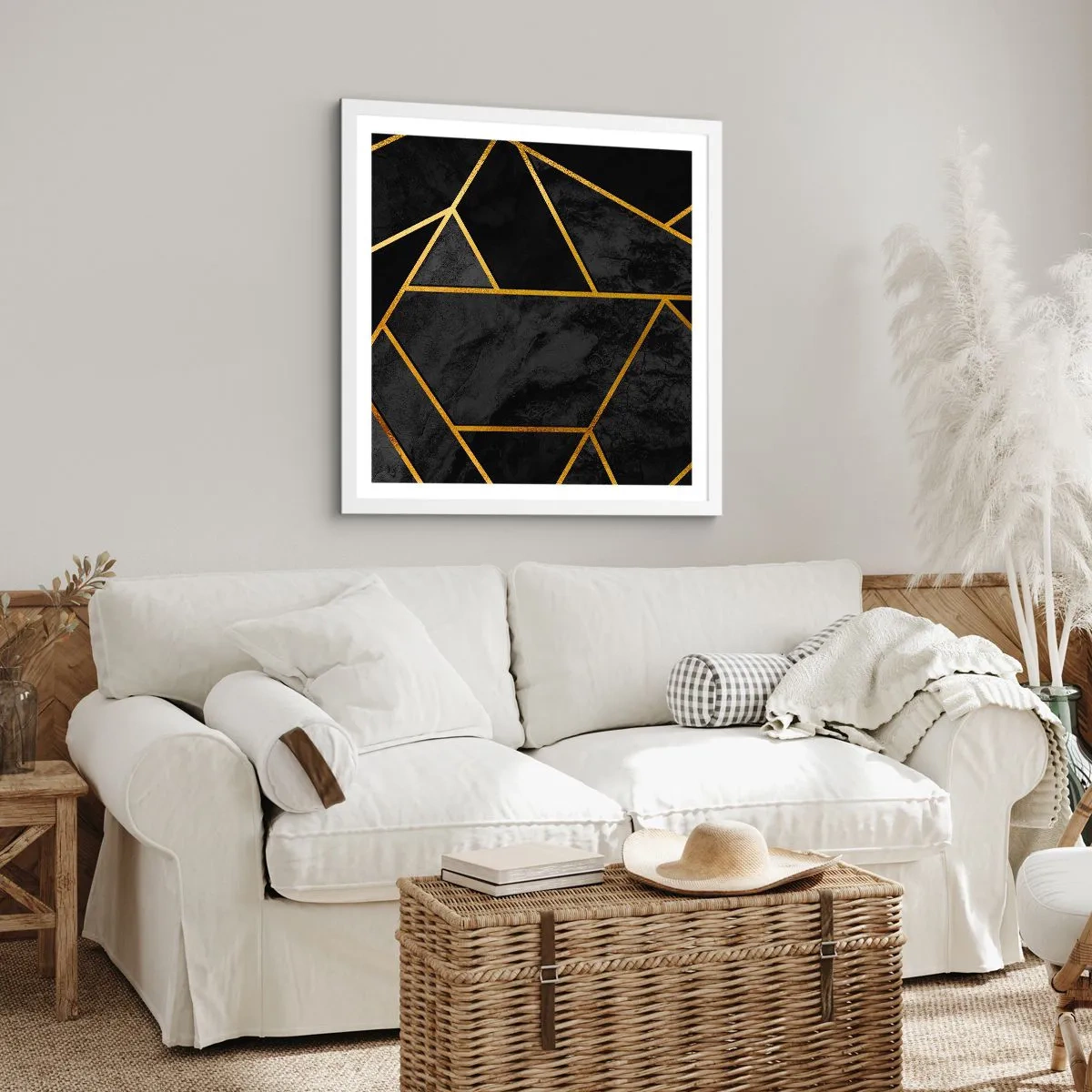 Poster in white frmae - Darkness and Brighness - 40x40 cm