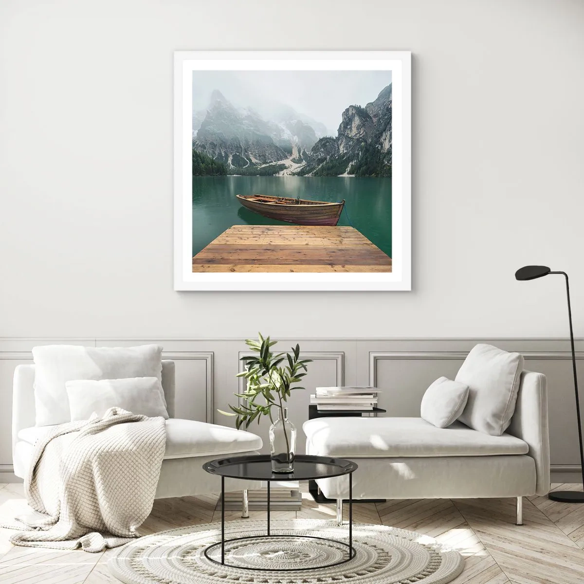 Poster in white frmae - Boat Found Solitude - 40x40 cm