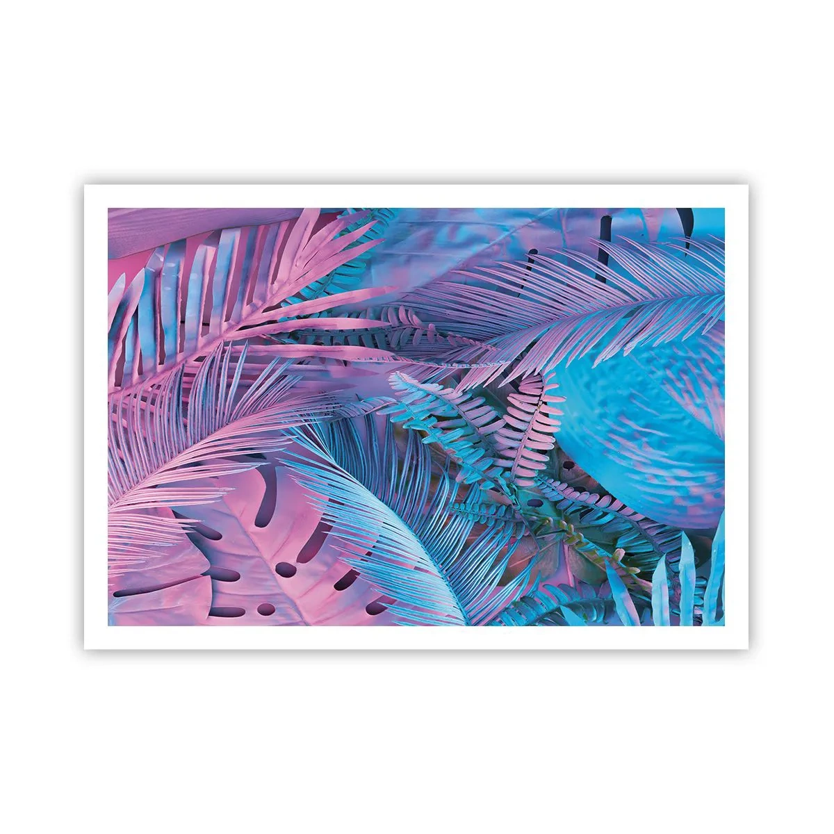 Poster - Tropics in Pink and Blue - 100x70 cm