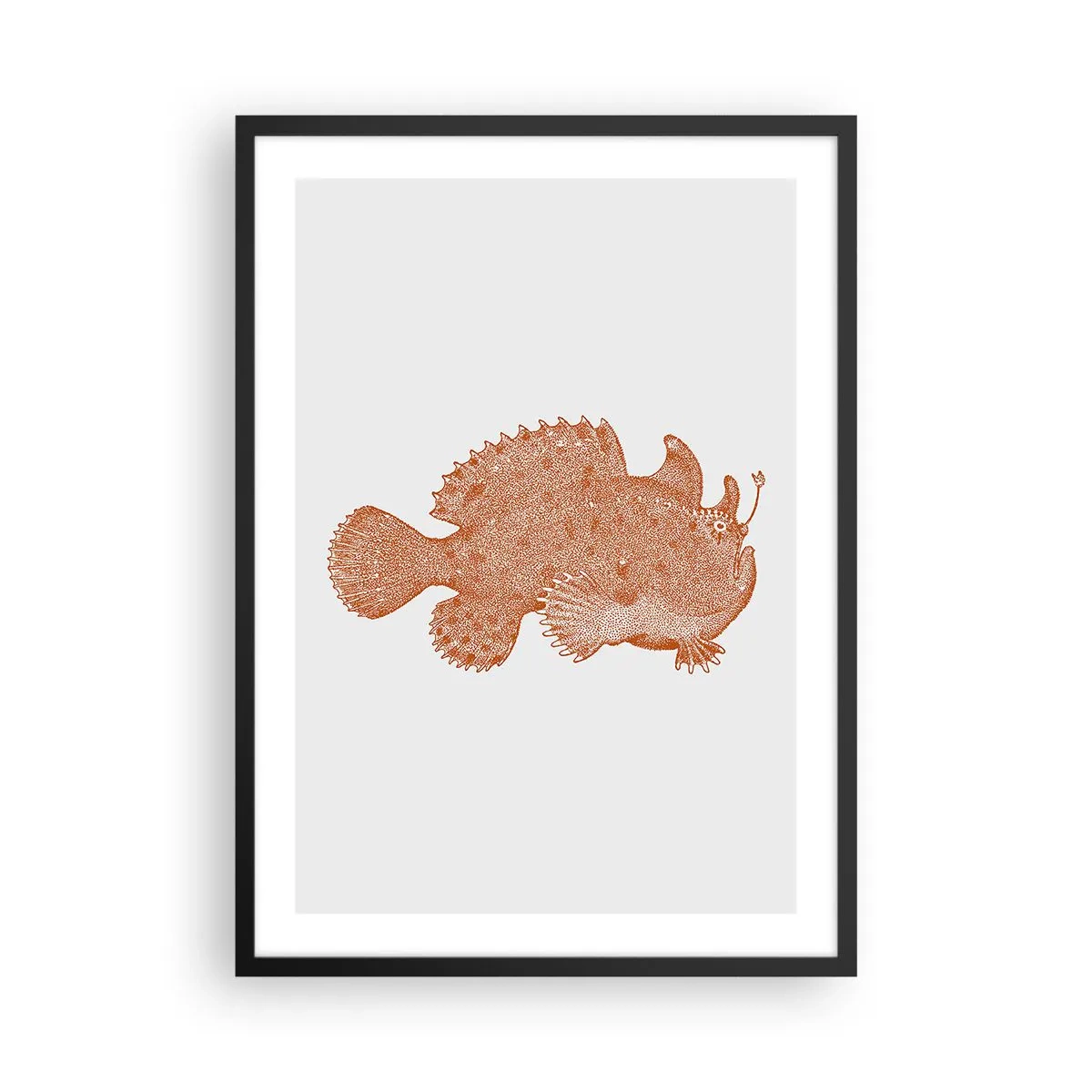 Poster in black frame - Detailed illustration of a deep sea fish - 50x70cm - Fish after All - Modern wall decoration for the living room and bedroom ARTTOR