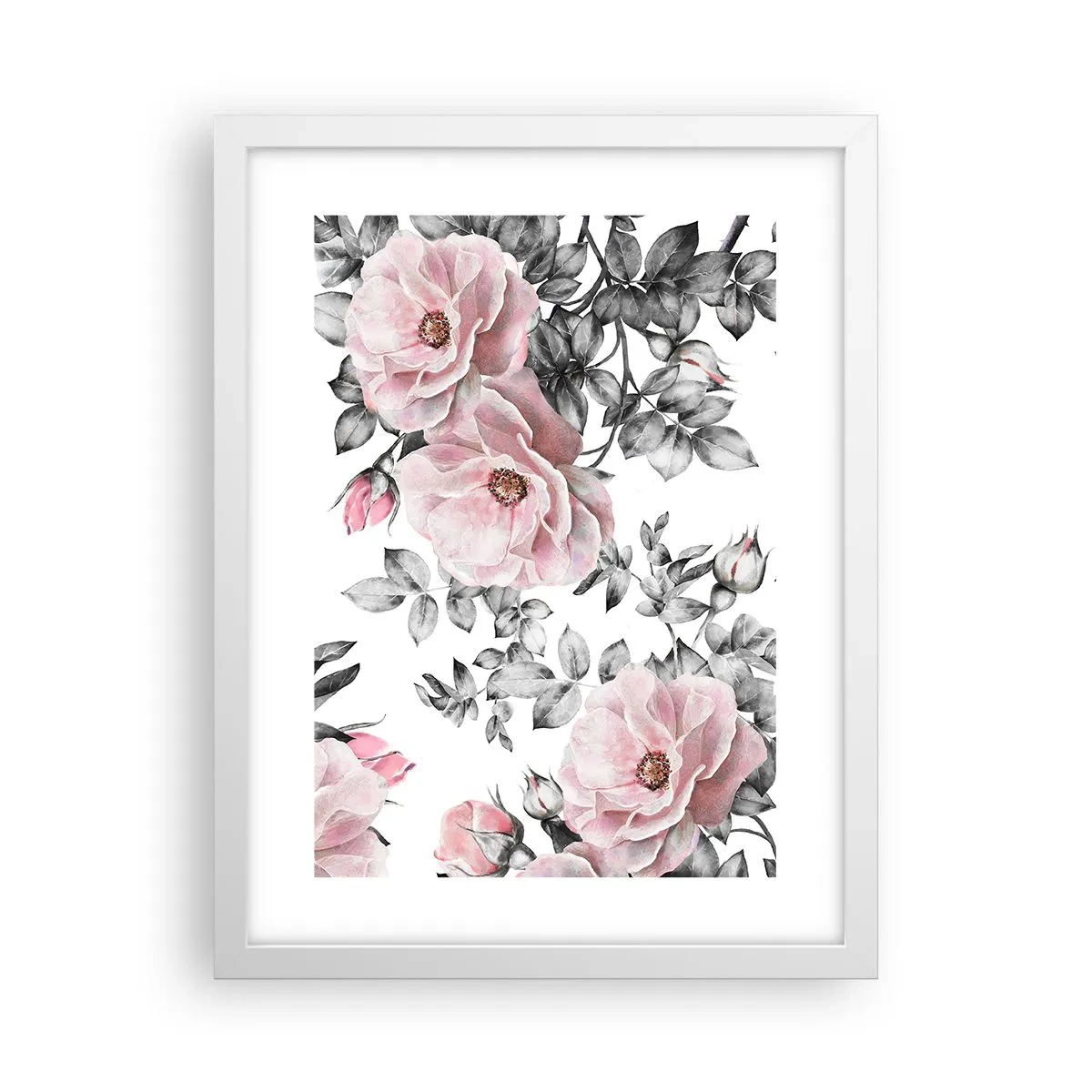 Poster in white frmae - Getting Lost in Rose Flowers - 30x40 cm