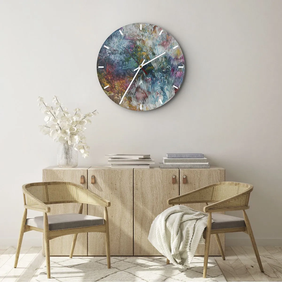 Wall clock - Clock on glass - In Full Bloom - 30x30 cm
