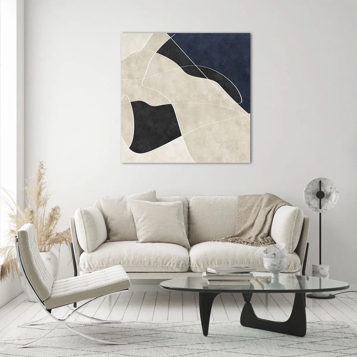 Glass picture - Abstract Composition - Contrast of Colours - 60x60 cm