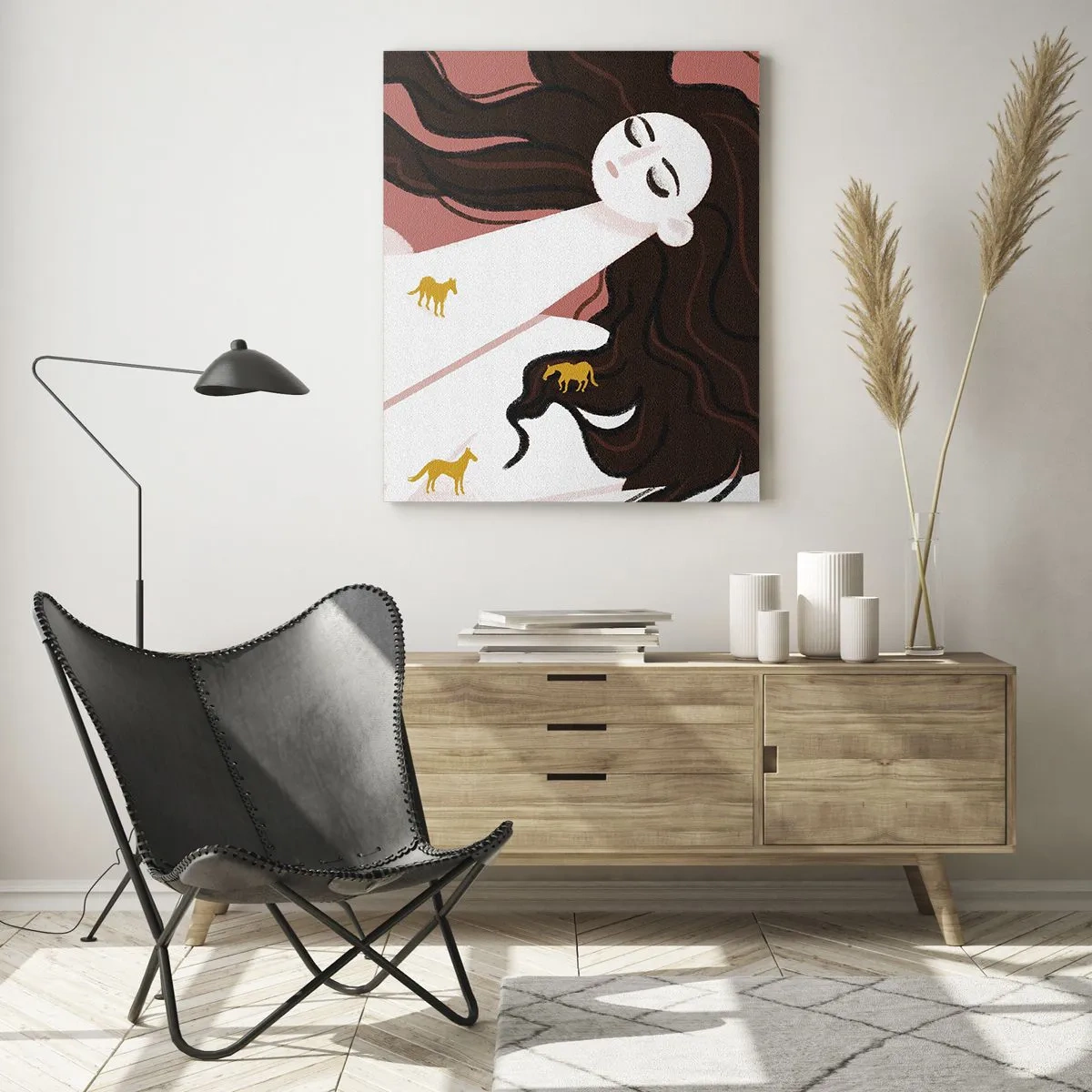 Glass picture - Dream of a Golden Horse - 50x70 cm