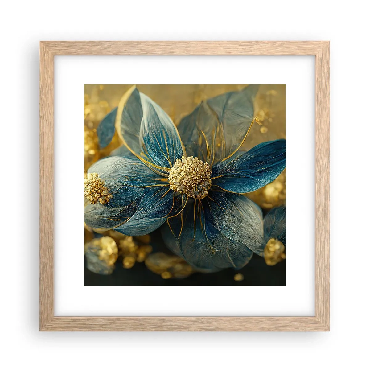 Poster in light oak frame - Blossoming in Gold - 30x30 cm