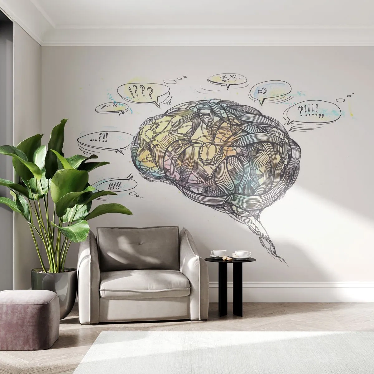 Photo Wallpaper Standard Eco - Man - A Great Mistery - Abstraction, Brain, Graphics - 350x256 cm