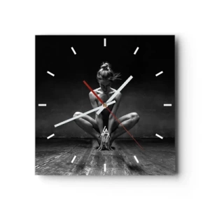 Wall clock - Clock on glass - Concentration of Dancing Energy - 30x30 cm