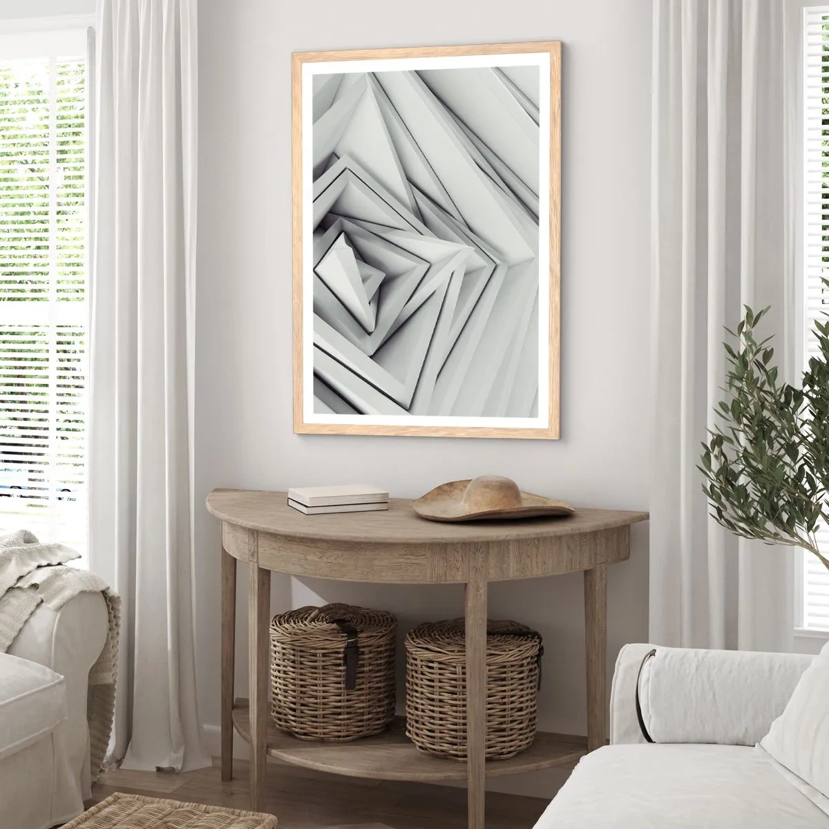 Poster in light oak frame - Acute Angles Budding - 70x100 cm