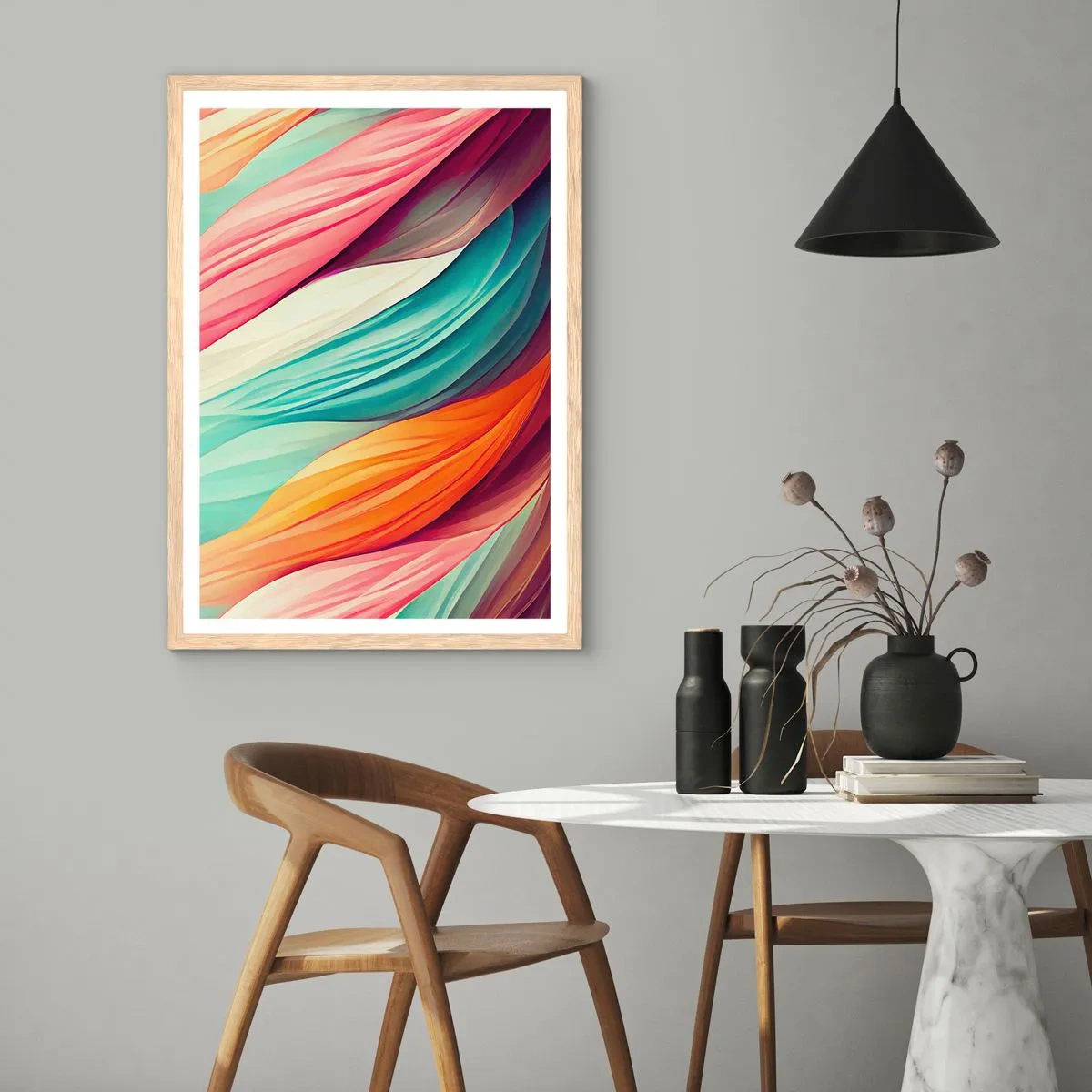 Poster in light oak frame - Rainbow Knot - 61x91 cm