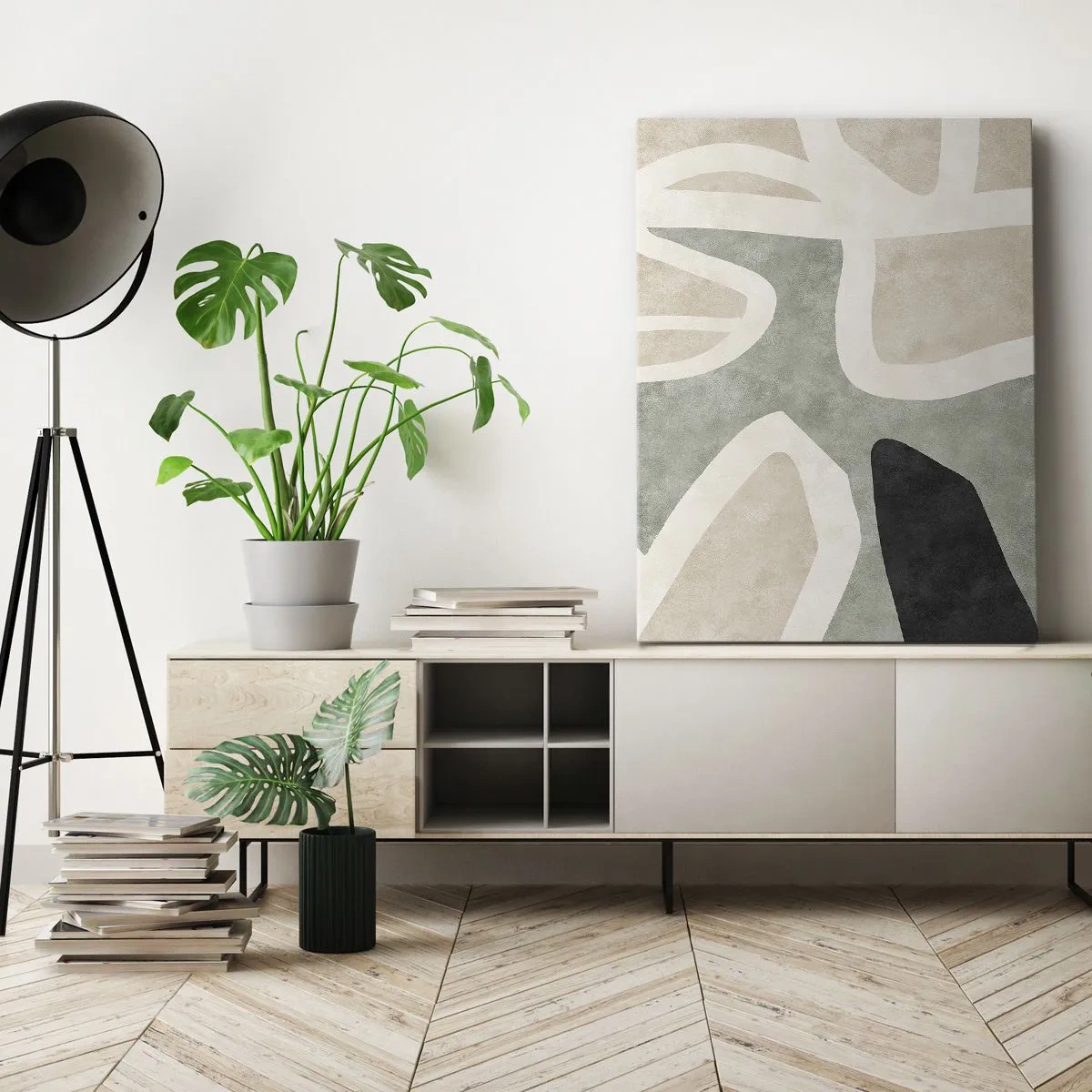 Canvas picture - Composition with a Black Motif - 45x80 cm