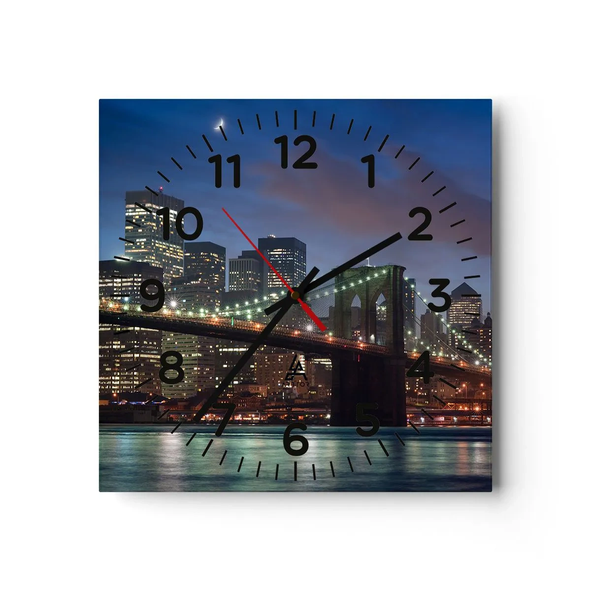 Wall clock - Clock on glass - Starry Night - 40x40 cm