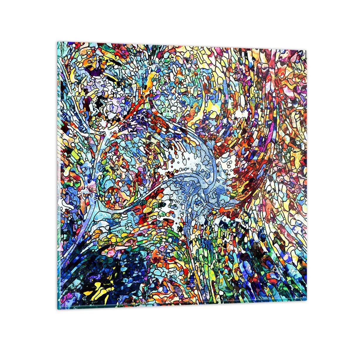 Glass picture - Stained Glass with Drops - 40x40 cm