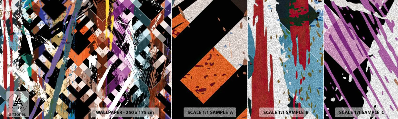 Photo Wallpaper Sample Premium Sand - Squared - Abstraction, Piece, Modern Pattern - 100x30 cm