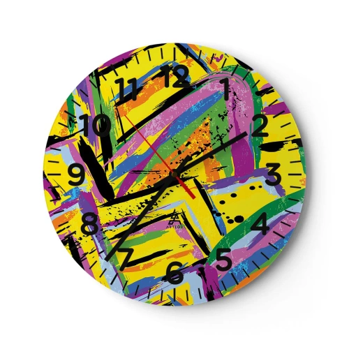 Wall clock - Clock on glass - Screaming from Joy - 30x30 cm