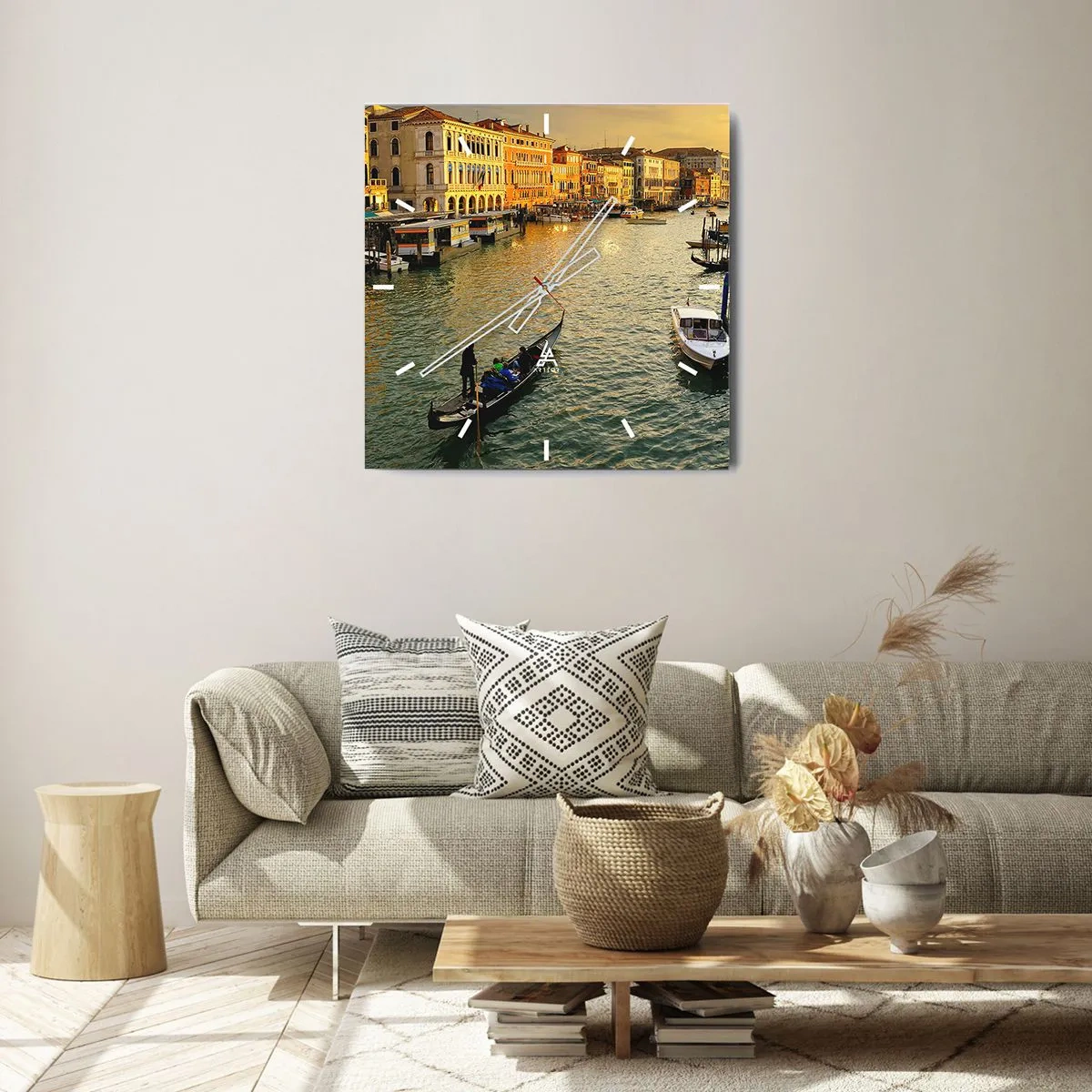 Wall clock - Clock on glass - On the Sunny side of a Street - 40x40 cm