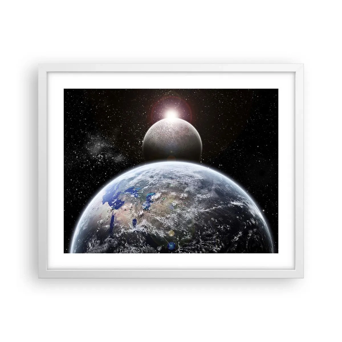 Poster in white frmae - Space Landscape - Sunrise - 50x40 cm