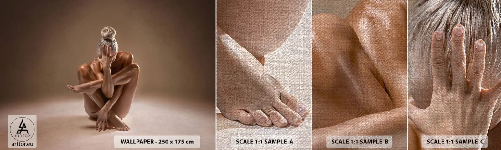 Photo Wallpaper Sample Premium Canvas - Unity of Body and Spirit - Body, Woman, Model - 100x30 cm