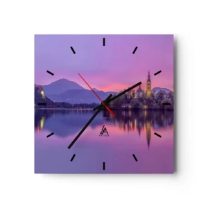 Wall clock - Clock on glass - Fairytale Island by Dusk - 40x40 cm