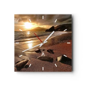 Wall clock - Clock on glass - Follow the Sun towards Hills - 40x40 cm