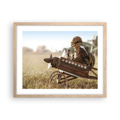 Poster in light oak frame - Take off for a Dream - 50x40 cm
