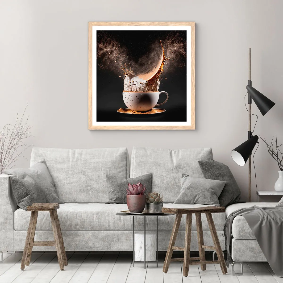 Poster in light oak frame - Explosion of Flavour - 50x50 cm