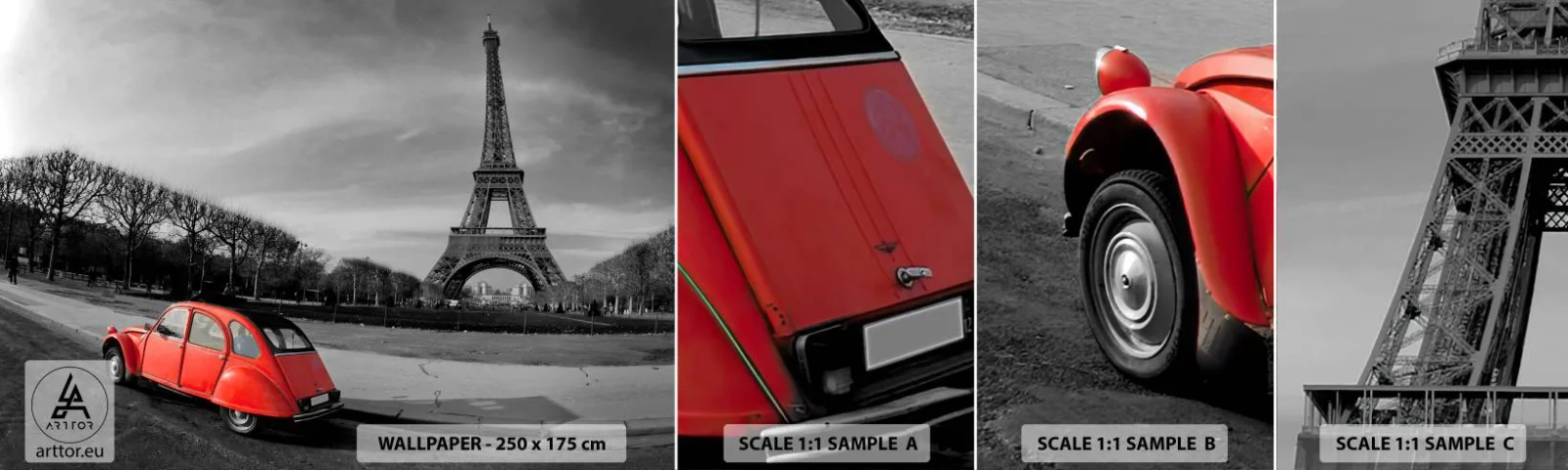 Photo Wallpaper Sample Self-Adhesive Deluxe Sticker - More Parisian than Paris - City, Eiffel Tower, Paris - 100x30 cm