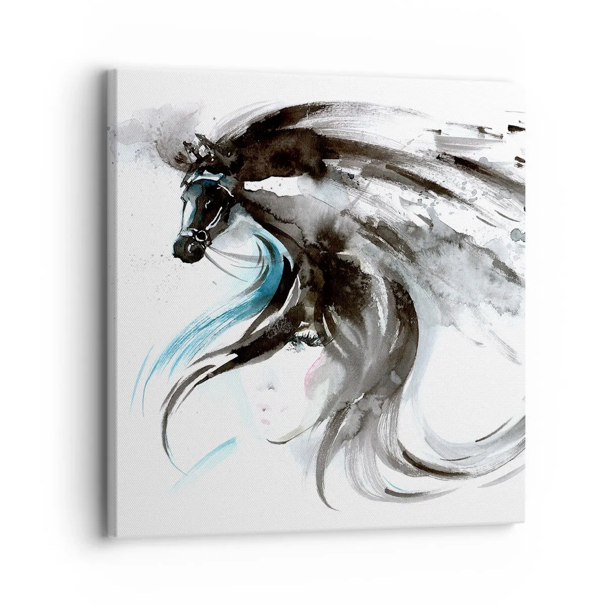 Canvas picture - Gallop of a Black Prince - 30x30 cm