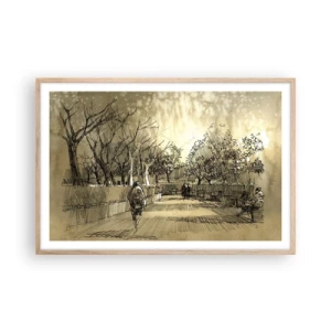 Poster in light oak frame - Moment Stopped with a Feather - 91x61 cm