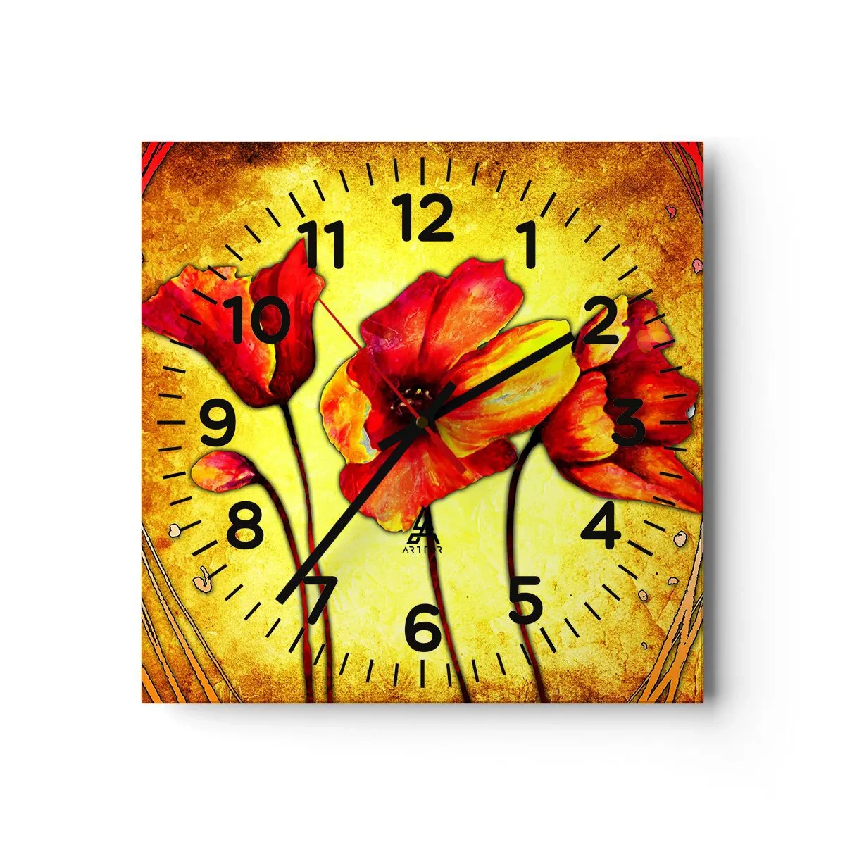 Wall clock - Clock on glass - In Art Nouveau Decoration - 40x40 cm