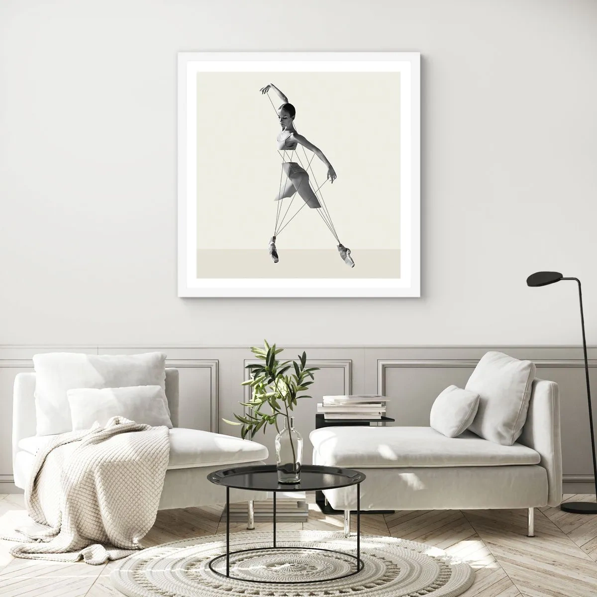 Poster in white frmae - In the Theatre of the World - 60x60 cm