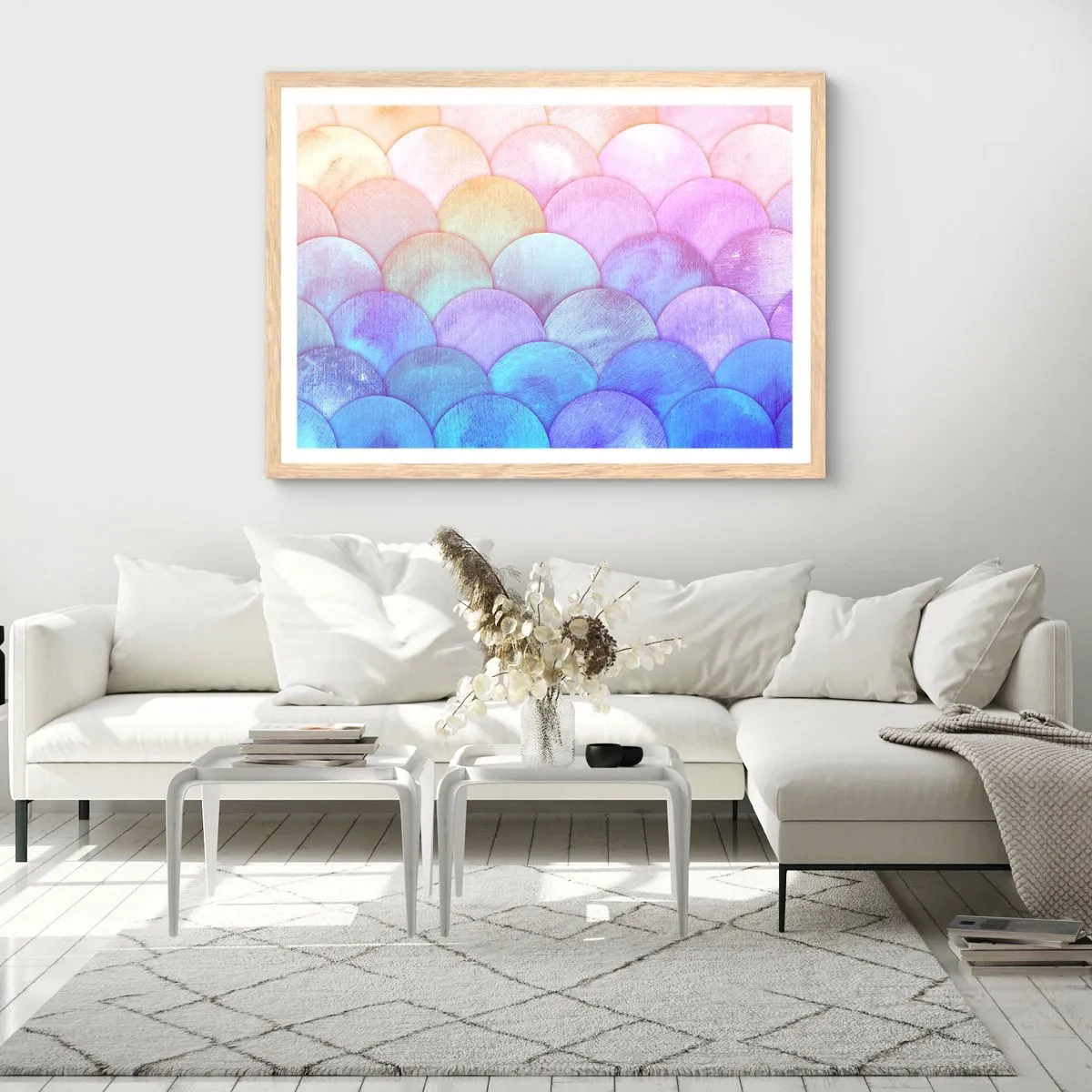 Poster in light oak frame - Pearl Scale - 50x40 cm