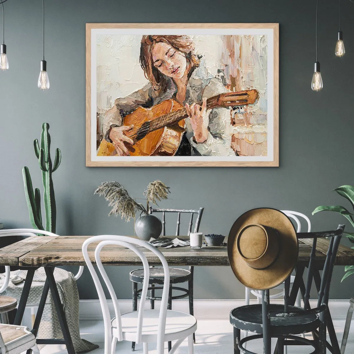 Poster in light oak frame - Concert for Guitar and Girly Heart - 70x50 cm