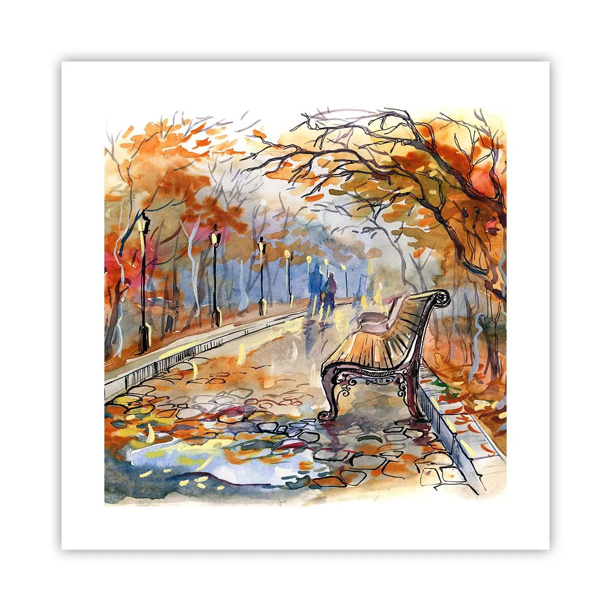 Poster - Walking together into Autumn - 40x40 cm