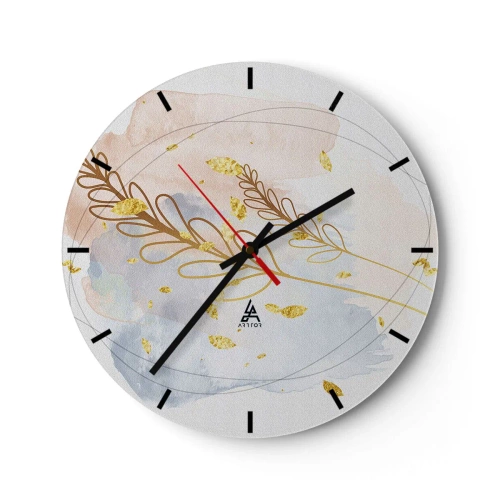 Wall clock - Clock on glass - Golden Blast - 40x40 cm