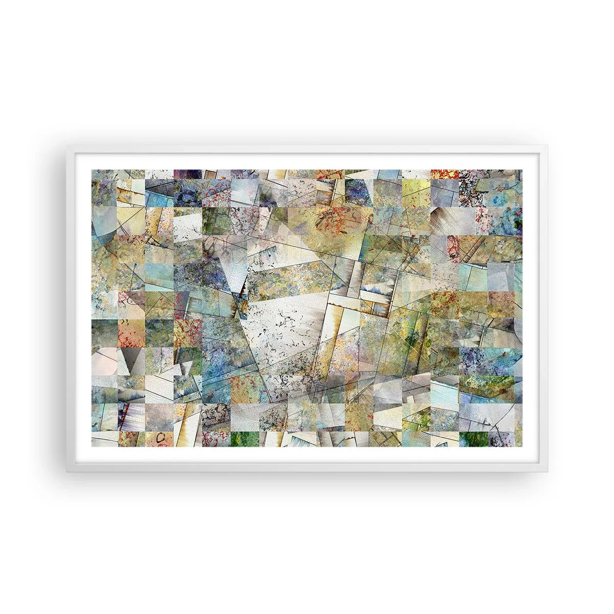Poster in white frmae - Geometric Reshuffling - 91x61 cm