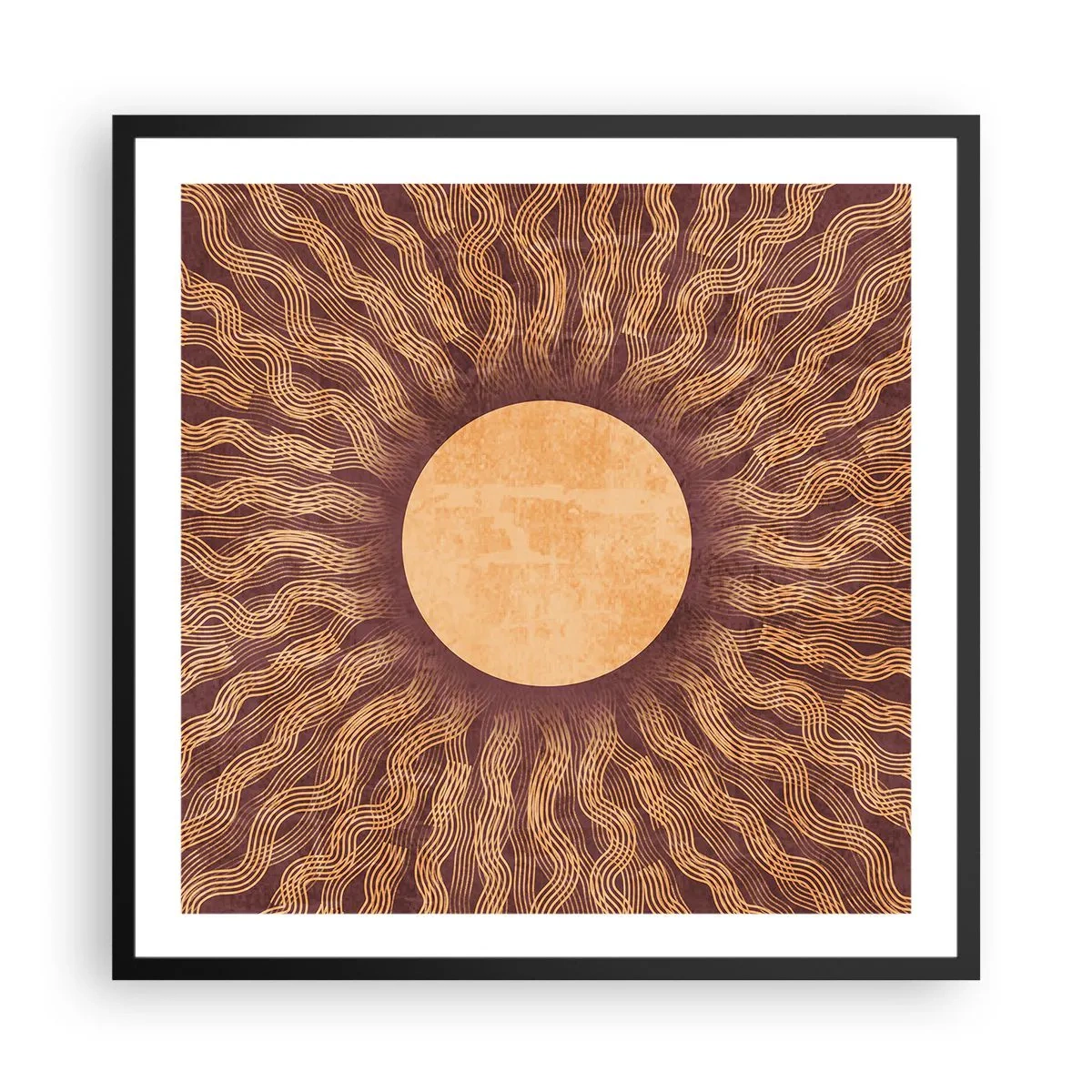 Poster in black frame - Sun Icon - 60x60 cm