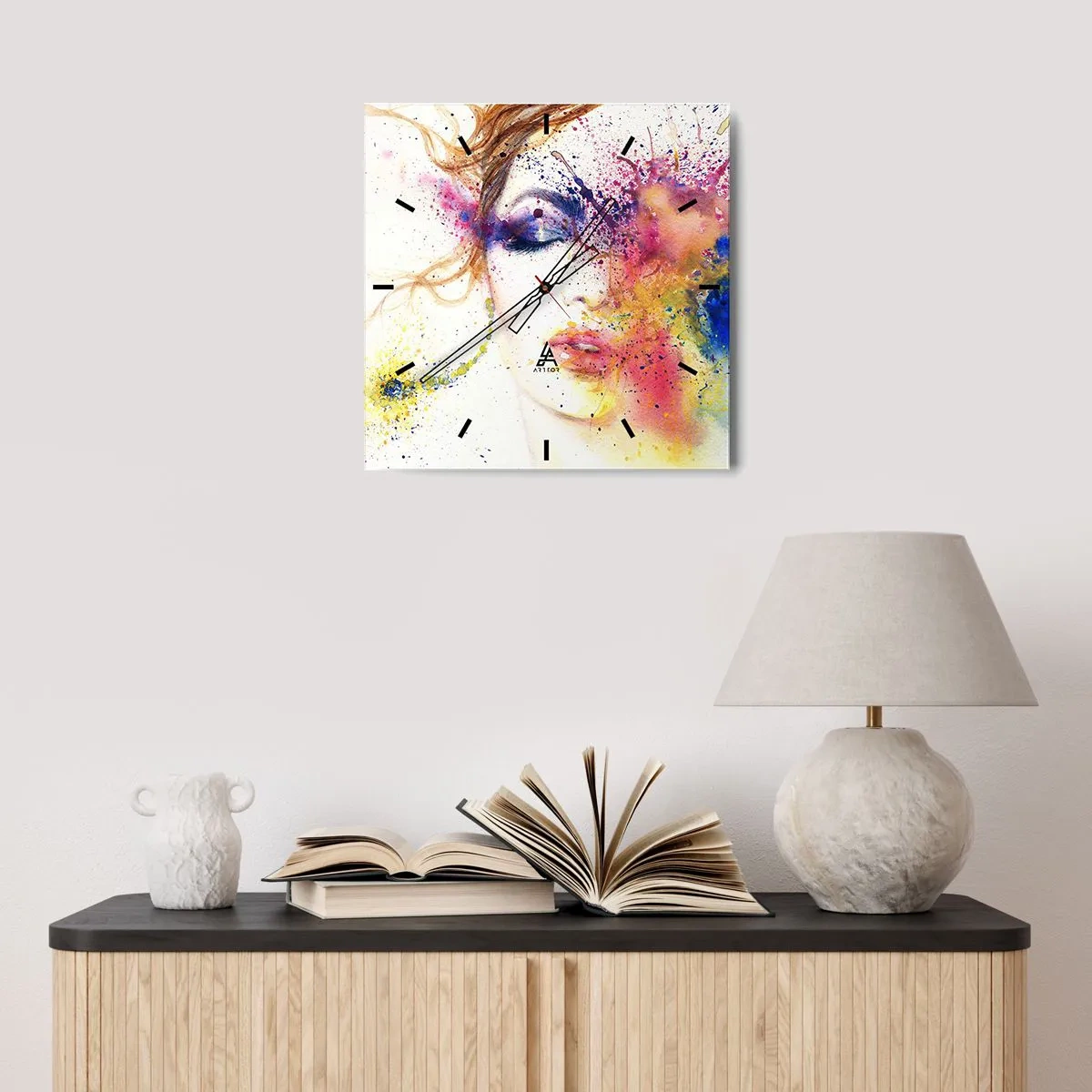 Wall clock - Clock on glass - Rainbow Dizziness - 30x30 cm