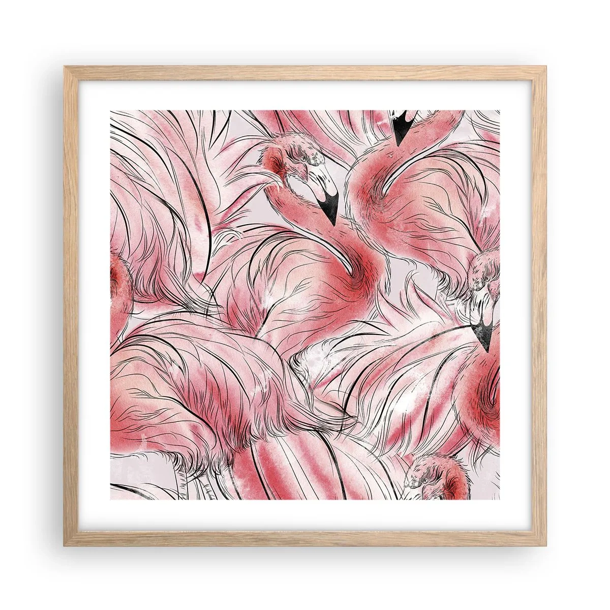 Poster in light oak frame - Bird Corps de Ballet - 50x50 cm