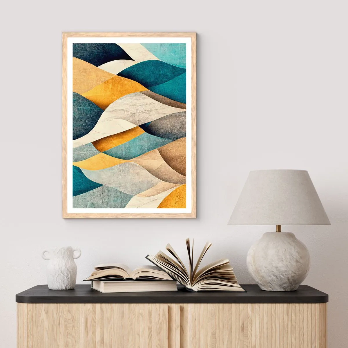 Poster in light oak frame - Rhythm and Undulation - 61x91 cm
