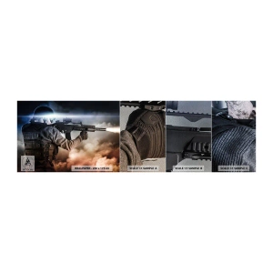 Photo Wallpaper Sample Premium Sand - Simply a Hero - Military, Weapon, Soldier - 100x30 cm