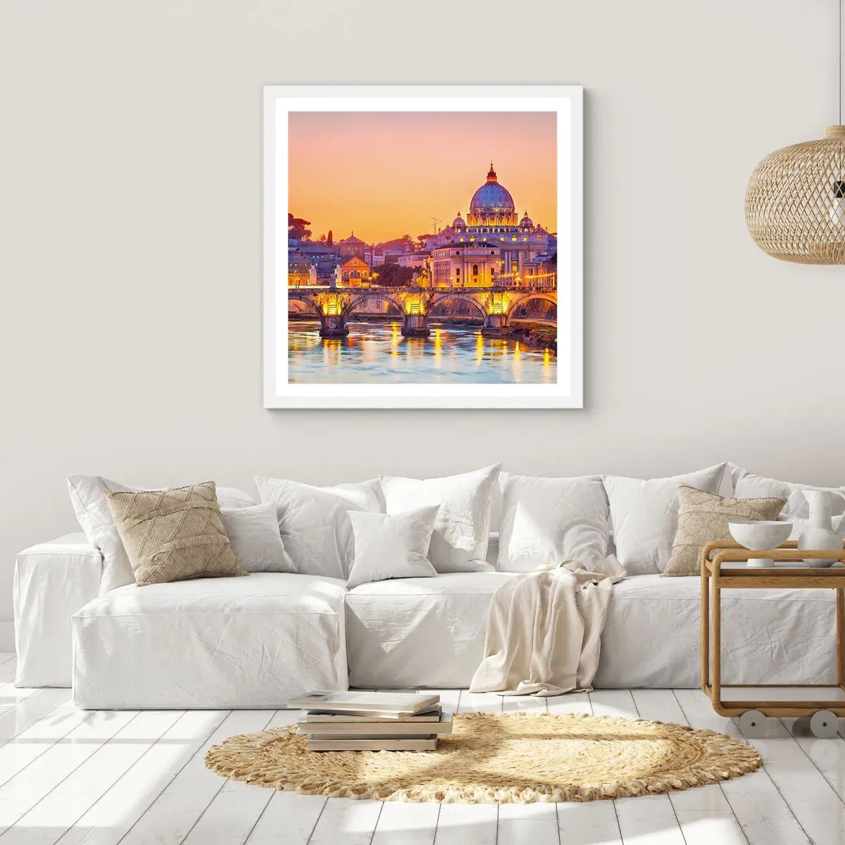 Poster in white frmae - Twilight over Eternal City - 40x40 cm